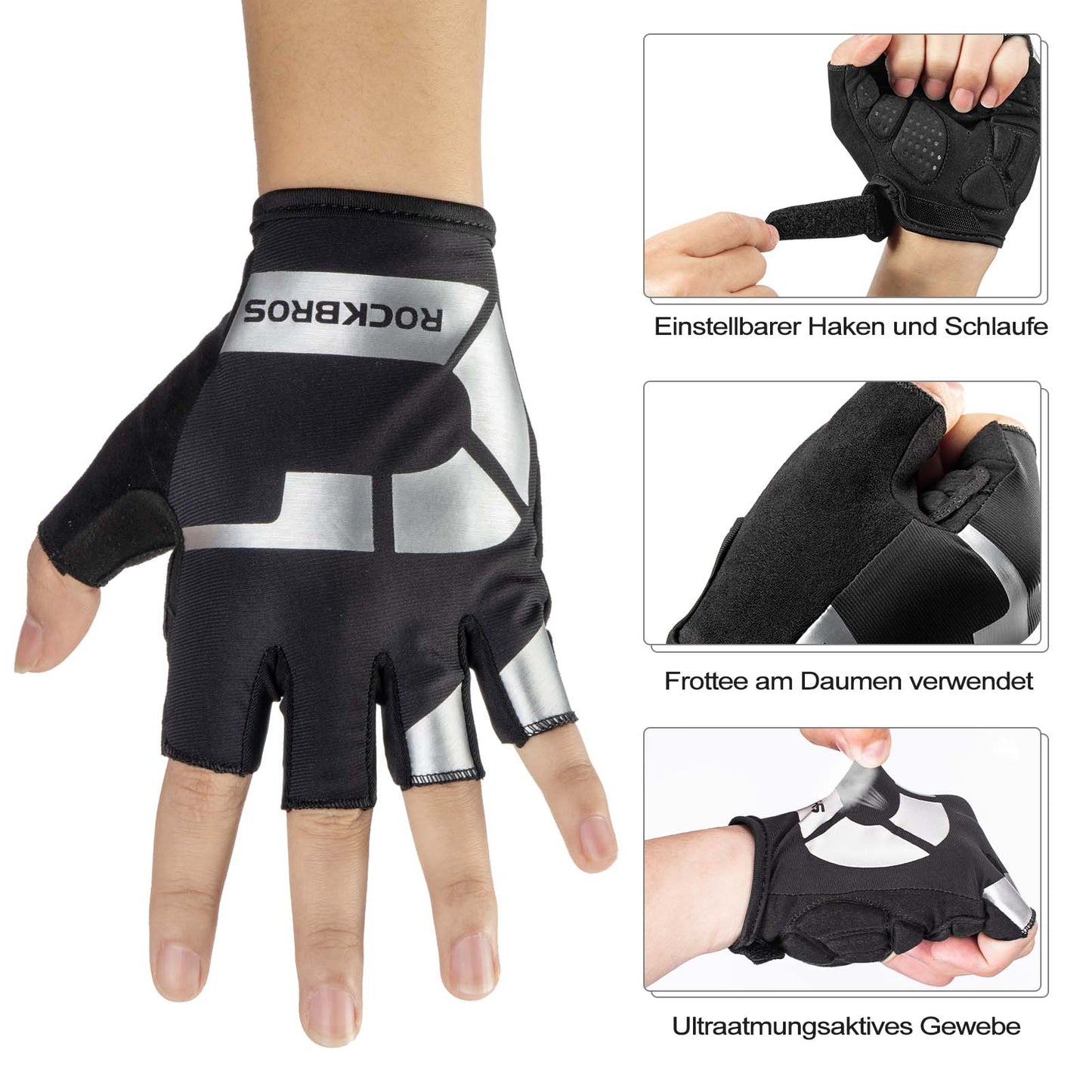Guantes deportivos de equitación para primavera y otoño, antideslizantes y reflectantes, ROCKBROS