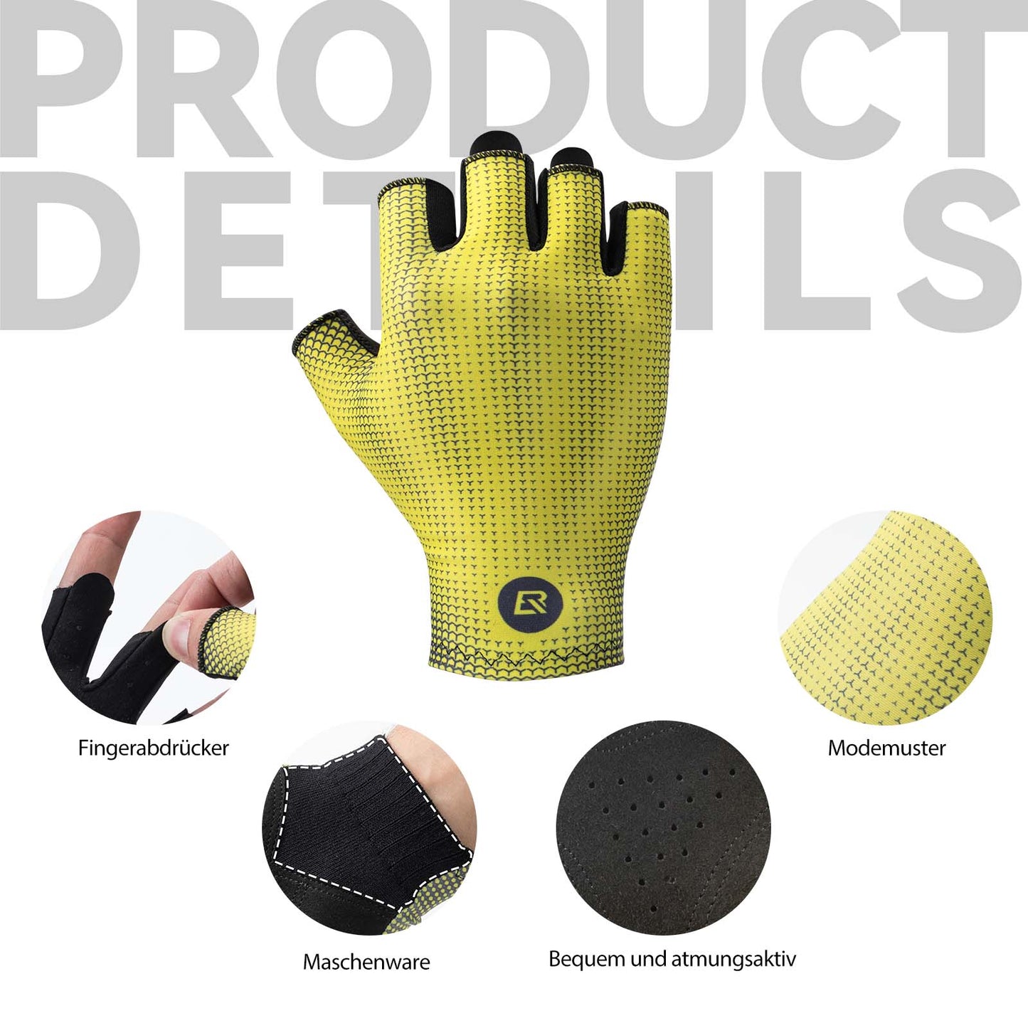 Guantes de ciclismo de medio dedo, antideslizantes, elásticos, unisex, amarillos, tallas M-XXL, ROCKBROS