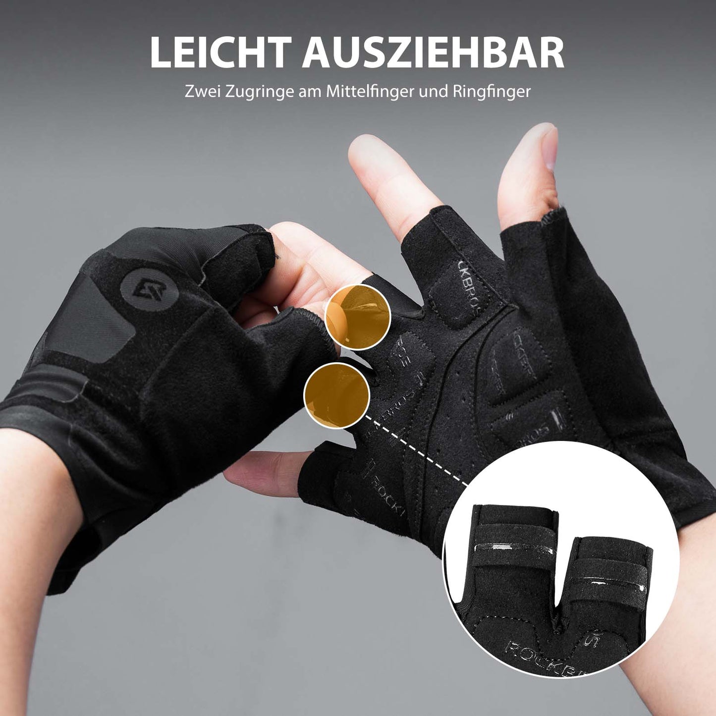 Guantes de ciclismo unisex de medio dedo con absorción de impactos y antideslizantes de ROCKBROS