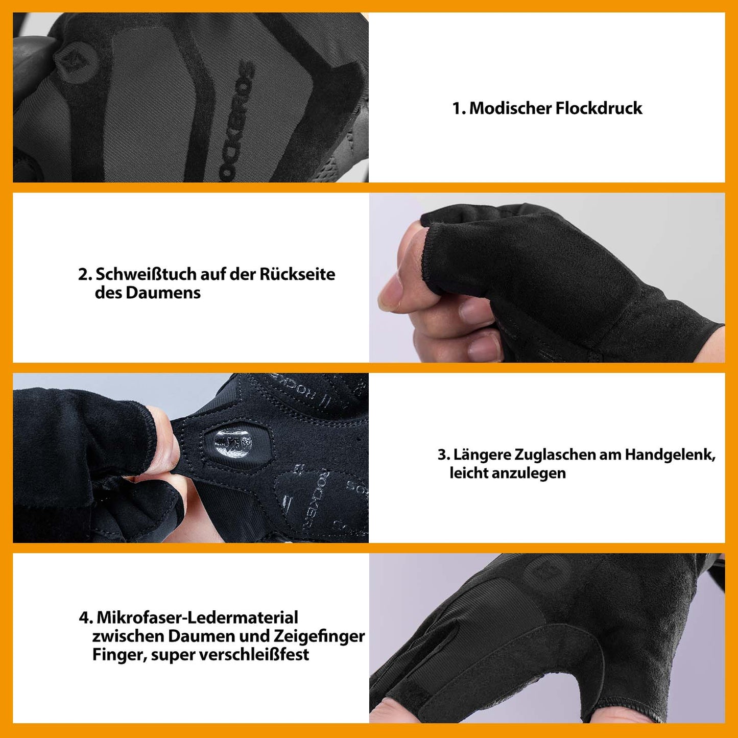 Guantes de ciclismo unisex de medio dedo con absorción de impactos y antideslizantes de ROCKBROS