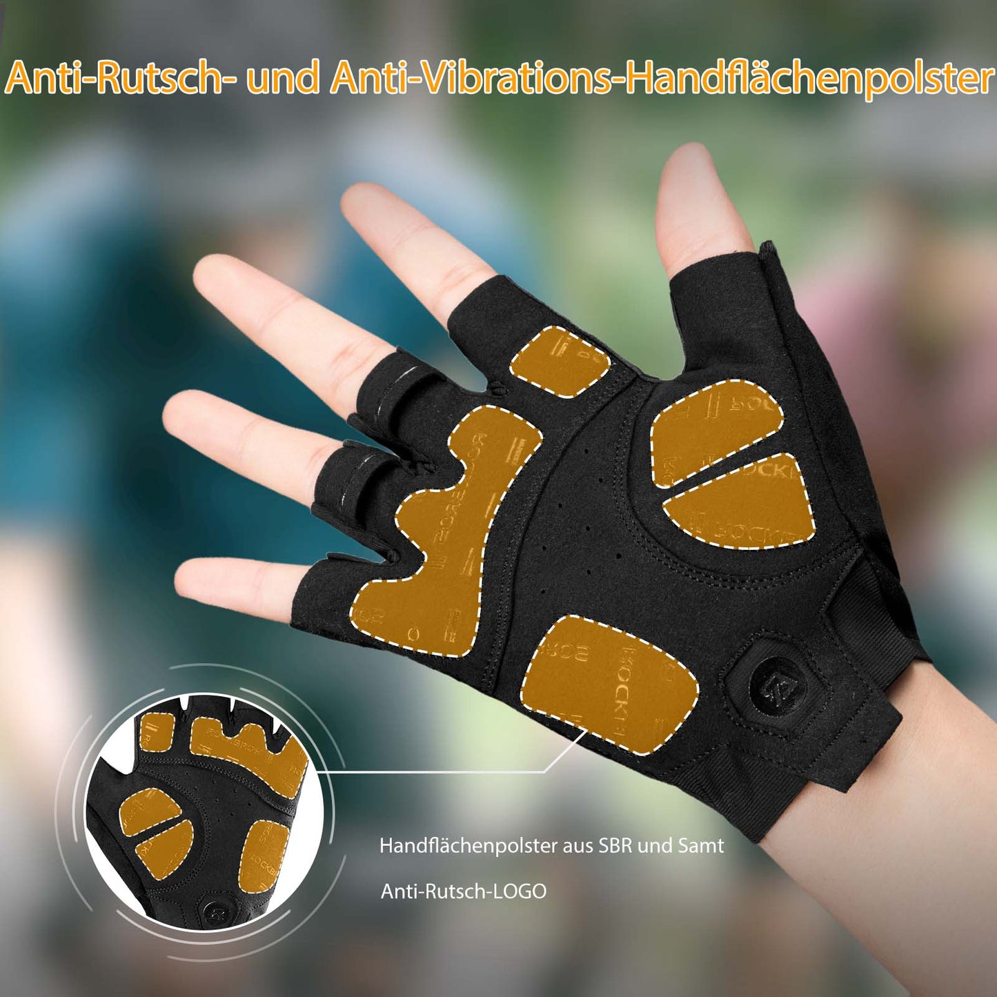 Guantes de ciclismo unisex de medio dedo con absorción de impactos y antideslizantes de ROCKBROS