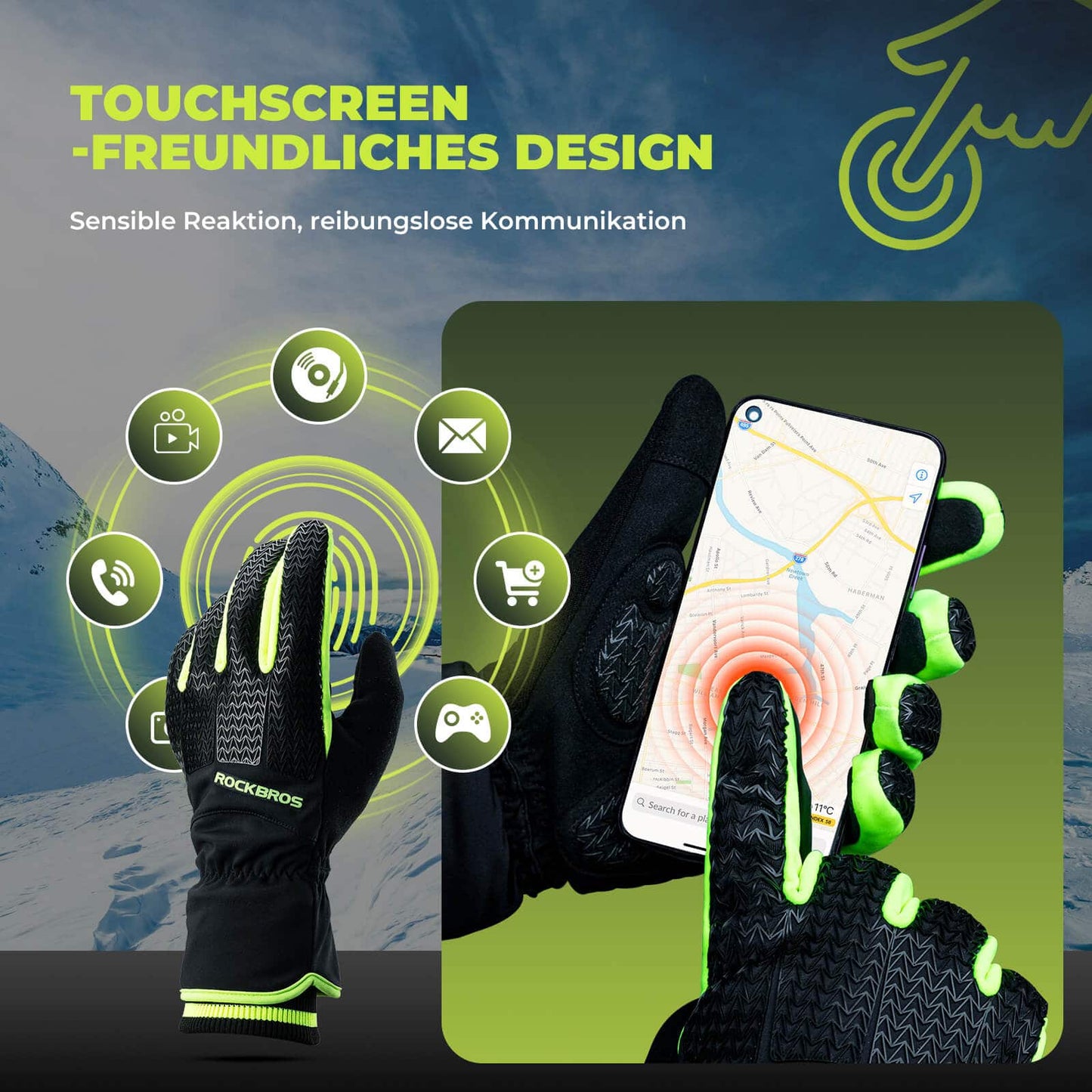 Guantes Guantes de ciclismo Pantalla táctil Thinsulate Guantes de esquí ROCKBROS