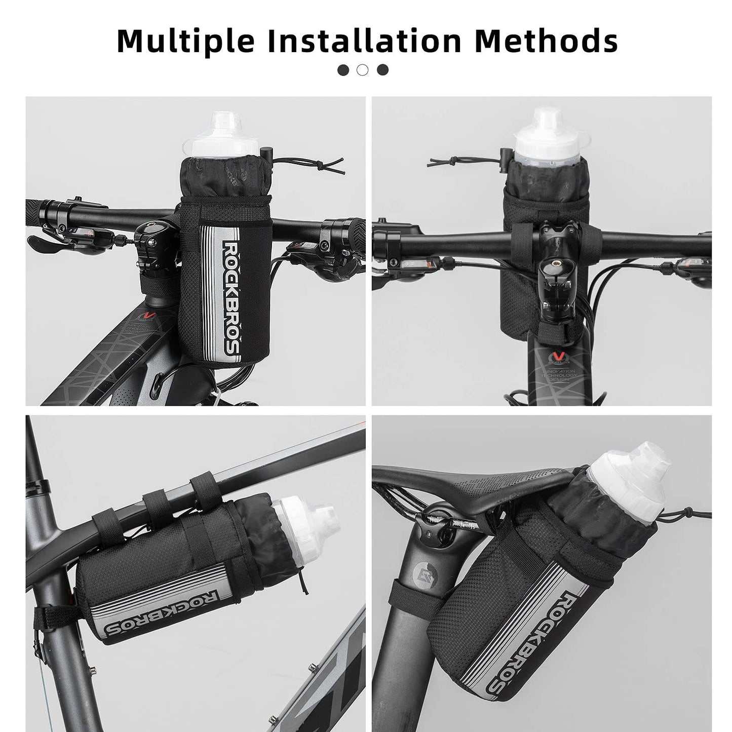 Bolsa térmica para manillar de bicicleta con portabotellas y bolsillo para teléfono móvil ROCKBROS