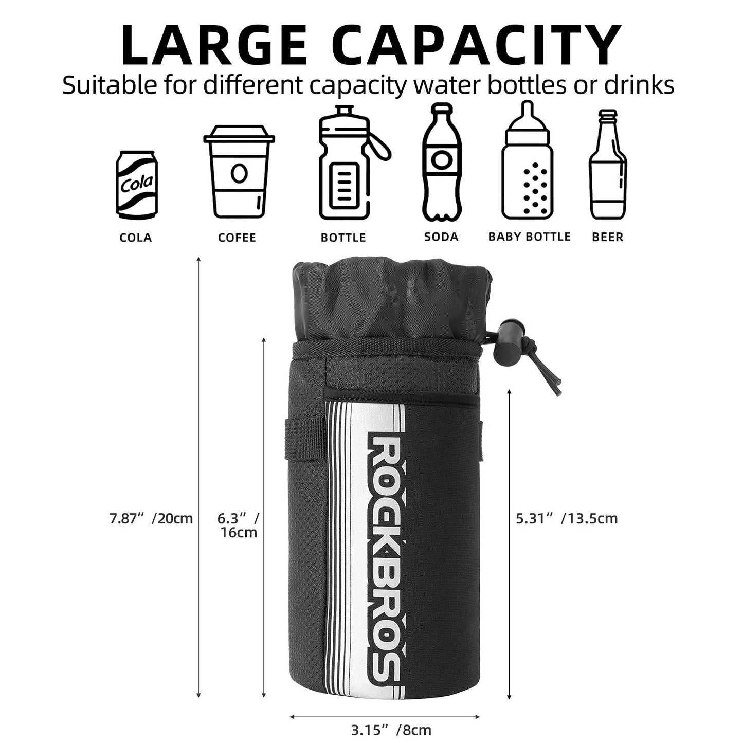 Bolsa térmica para manillar de bicicleta con portabotellas y bolsillo para teléfono móvil ROCKBROS
