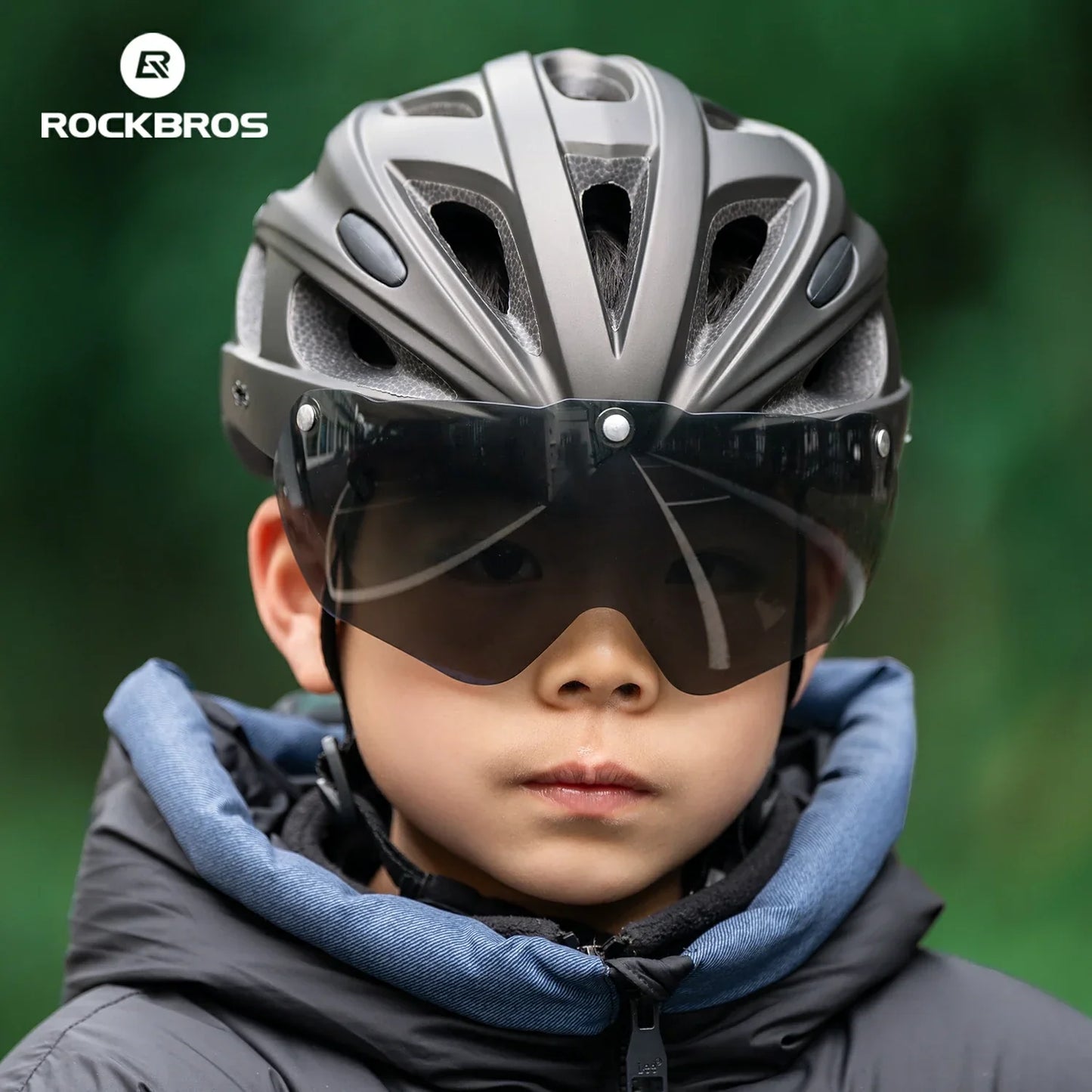 Casco de bicicleta para niños con gafas y visera magnéticas extraíbles integradas ROCKBROS