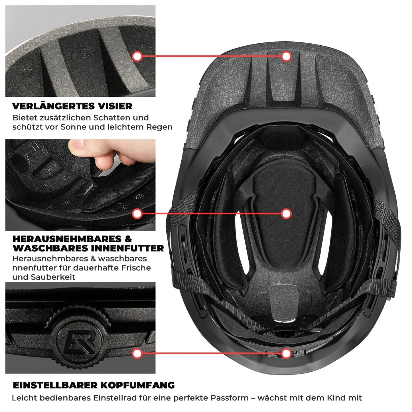 Casco integral de dibujos animados para niños con mentonera extraíble ROCKBROS