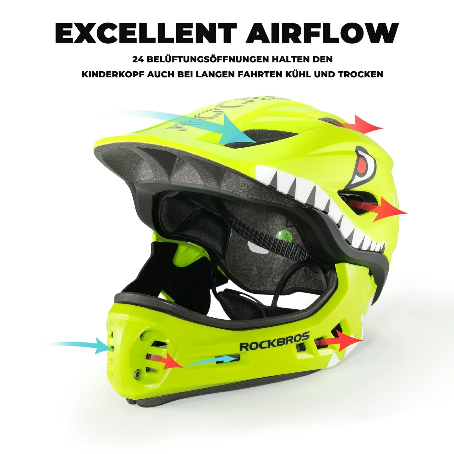 Casco integral de dibujos animados para niños con mentonera extraíble ROCKBROS