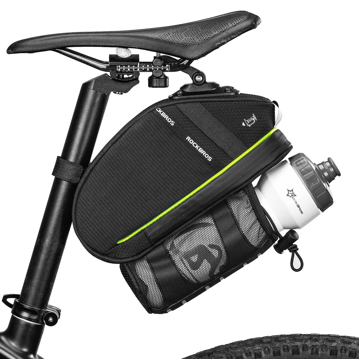 Bolsa para sillín de bicicleta resistente a arañazos con portabotellas 1,5 L ROCKBROS