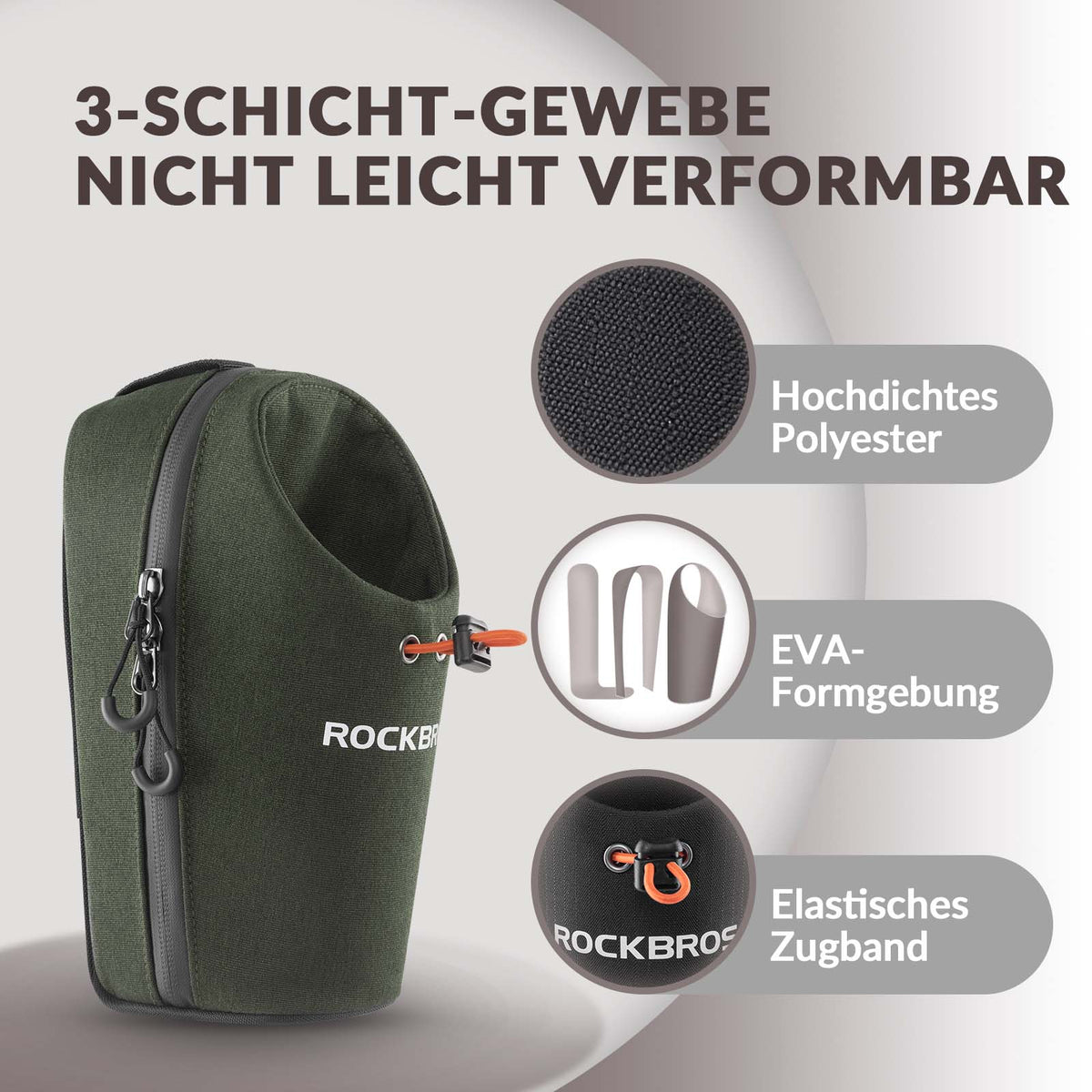 ROCKBROS Bolsa de manillar Bolsa para botella Portabotellas Diseño multifuncional