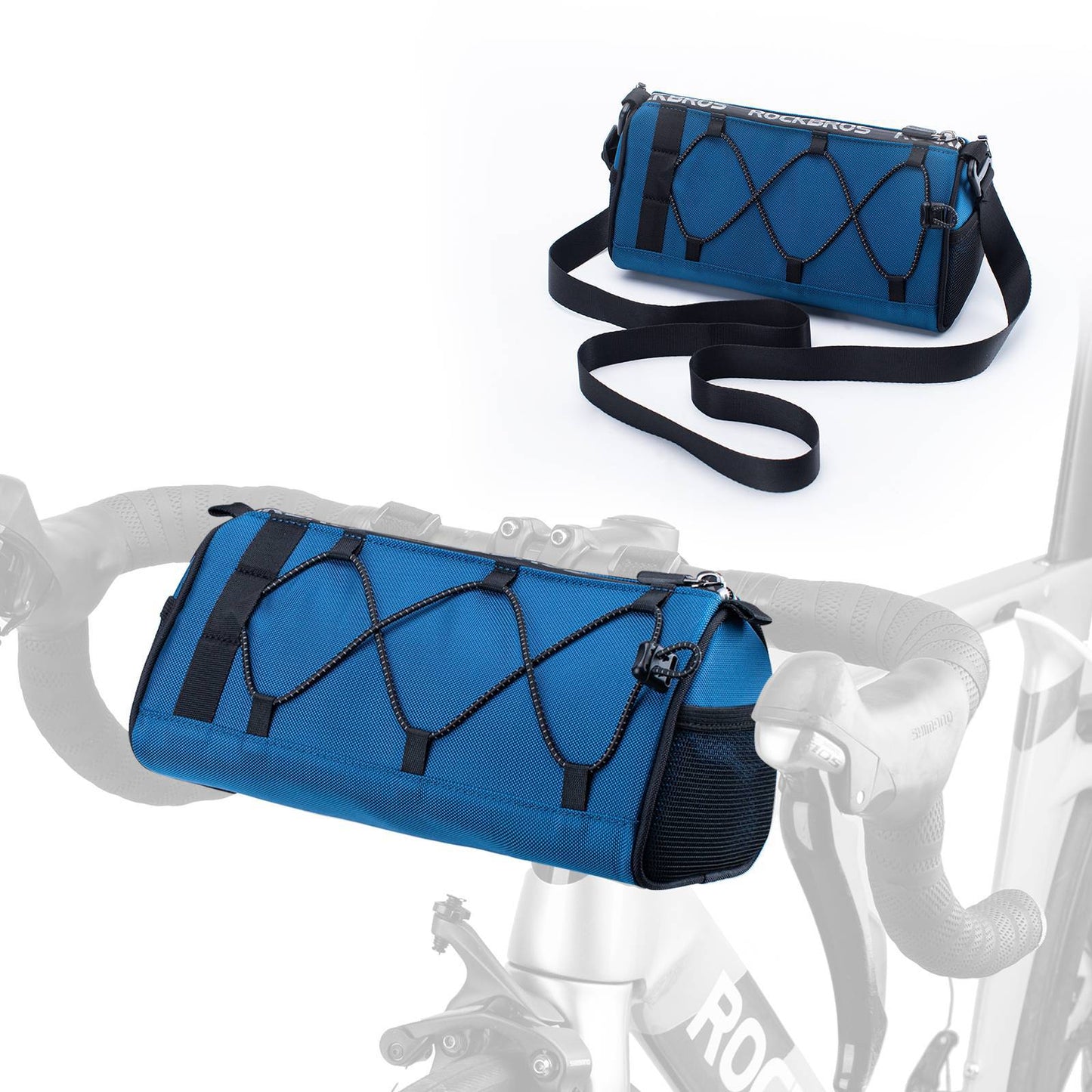Bolsa de manillar Bolsa de manillar de bicicleta multifuncional con correa de hombro 1,5L ROCKBROS