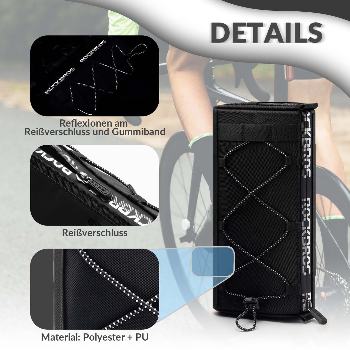 Bolsa de manillar Bolsa de manillar de bicicleta multifuncional con correa de hombro 1,5L ROCKBROS