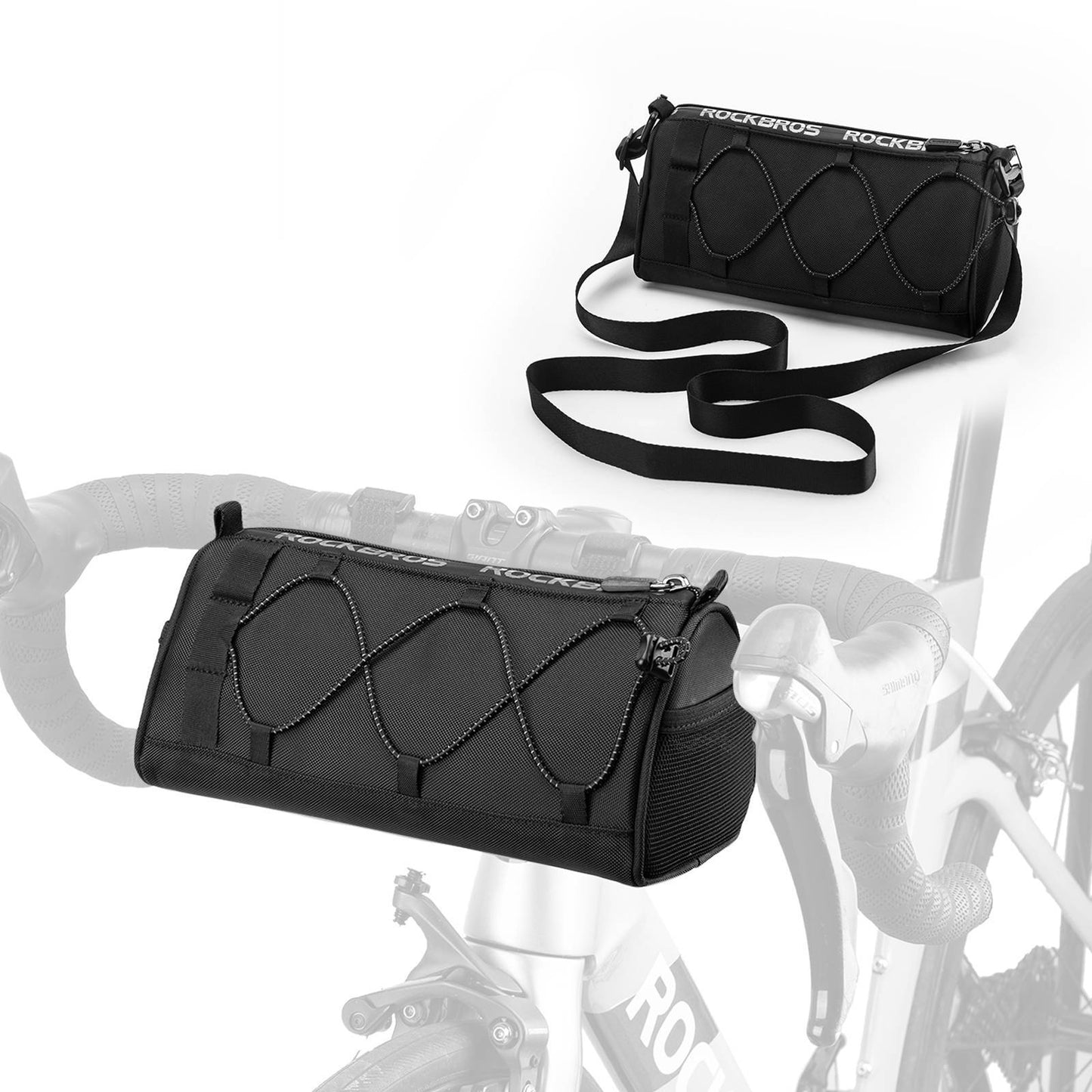 Bolsa de manillar Bolsa de manillar de bicicleta multifuncional con correa de hombro 1,5L ROCKBROS