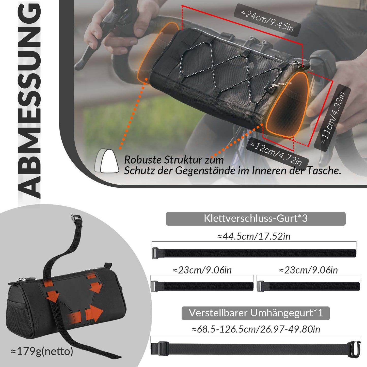 Bolsa de manillar Bolsa de manillar de bicicleta multifuncional con correa de hombro 1,5L ROCKBROS