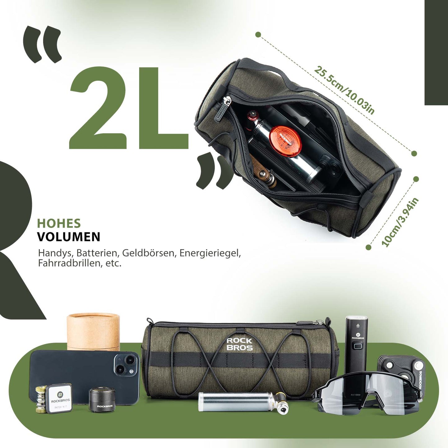 Bolsa de manillar, bolso de hombro multifuncional con correa para el hombro, ROCKBROS