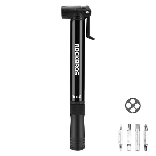 Mini bomba de aire para bicicleta con llave de trinquete 80 PSI aluminio ROCKBROS