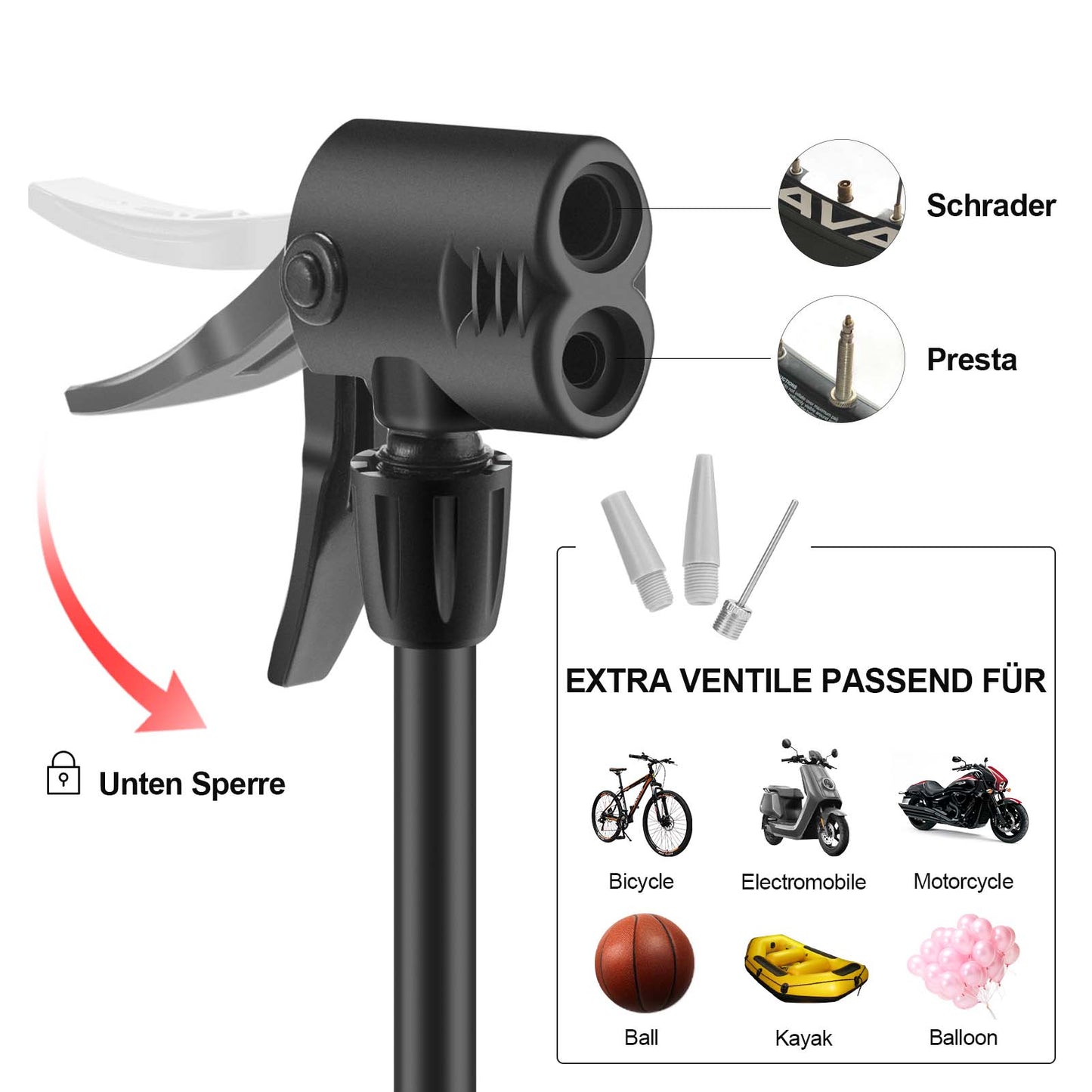 Mini bomba de aire portátil Bomba de pie para todas las válvulas SV/AV ROCKBROS