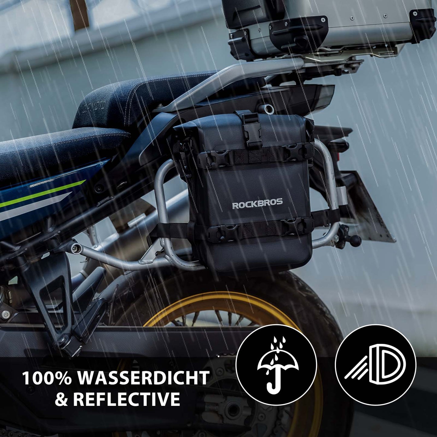 Bolsa lateral para motocicleta, impermeable, bolsa de alforja, 5L, negra, ROCKBROS