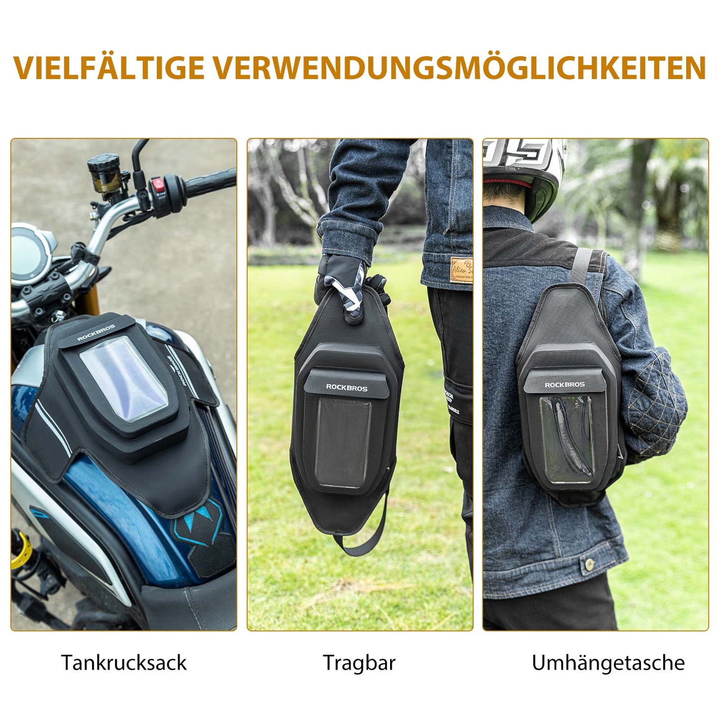 Bolsa de depósito para motocicleta, impermeable, magnética, negra, ROCKBROS