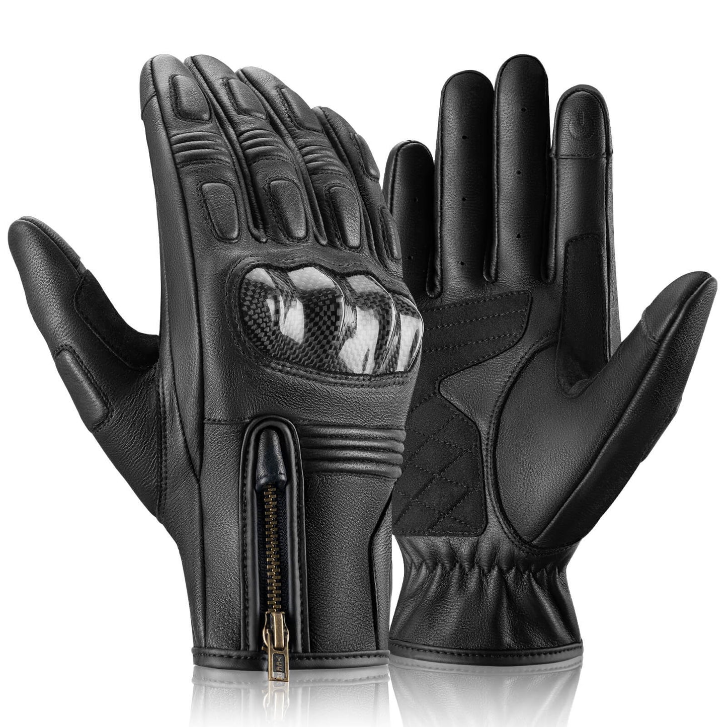 Guantes de moto, pantalla táctil, cuero, dedos completos, transpirables, ROCKBROS