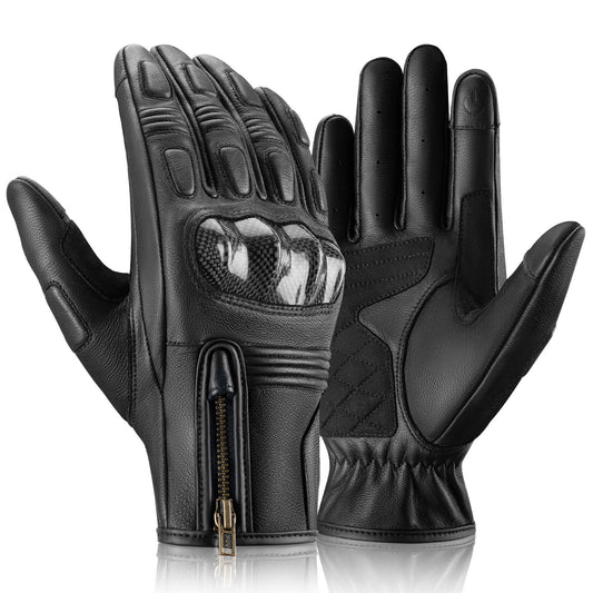 Guantes de moto, pantalla táctil, cuero, dedos completos, transpirables, ROCKBROS