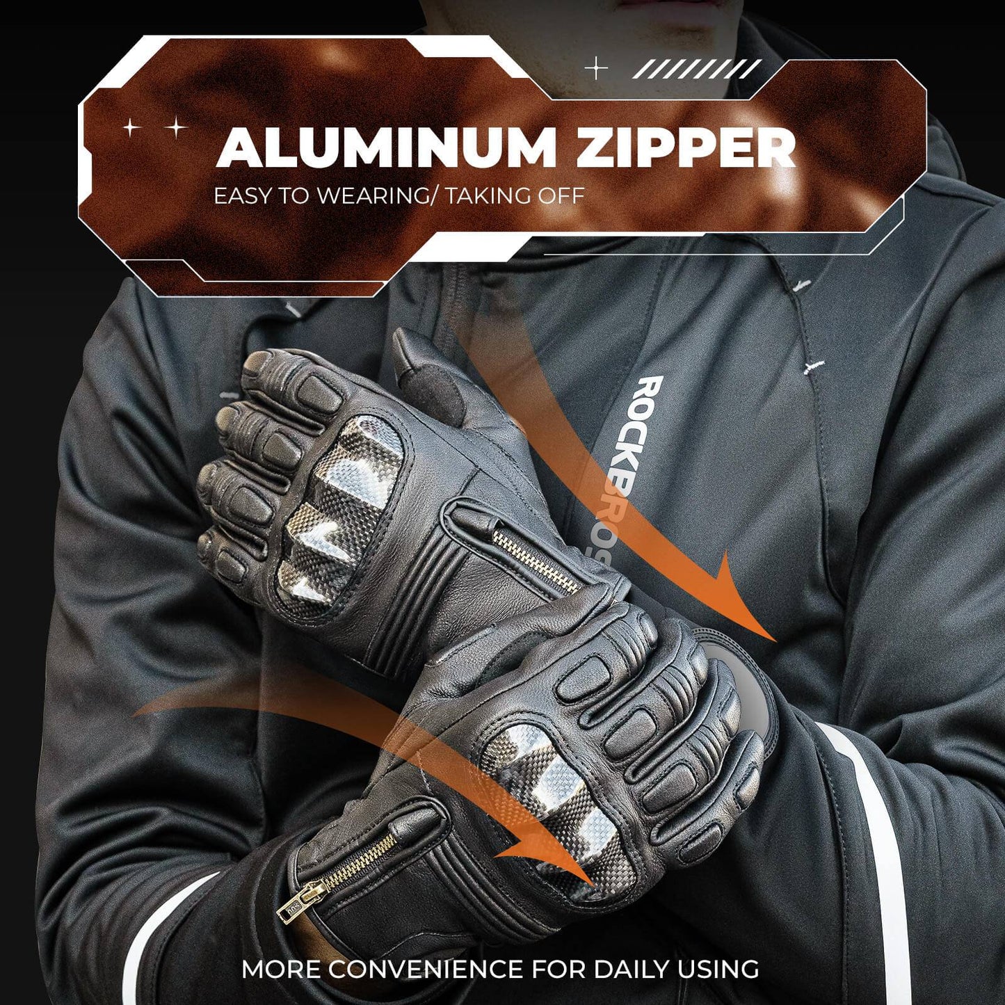 Guantes de moto, pantalla táctil, cuero, dedos completos, transpirables, ROCKBROS