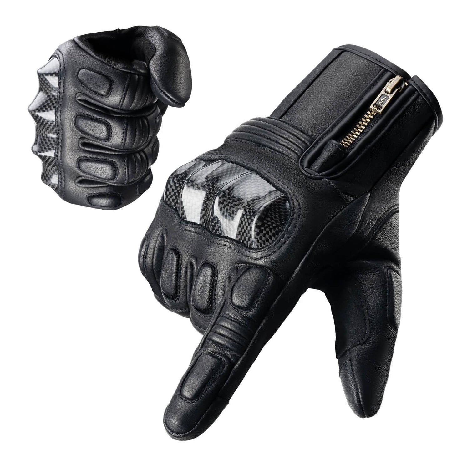 Guantes de moto, pantalla táctil, cuero, dedos completos, transpirables, ROCKBROS