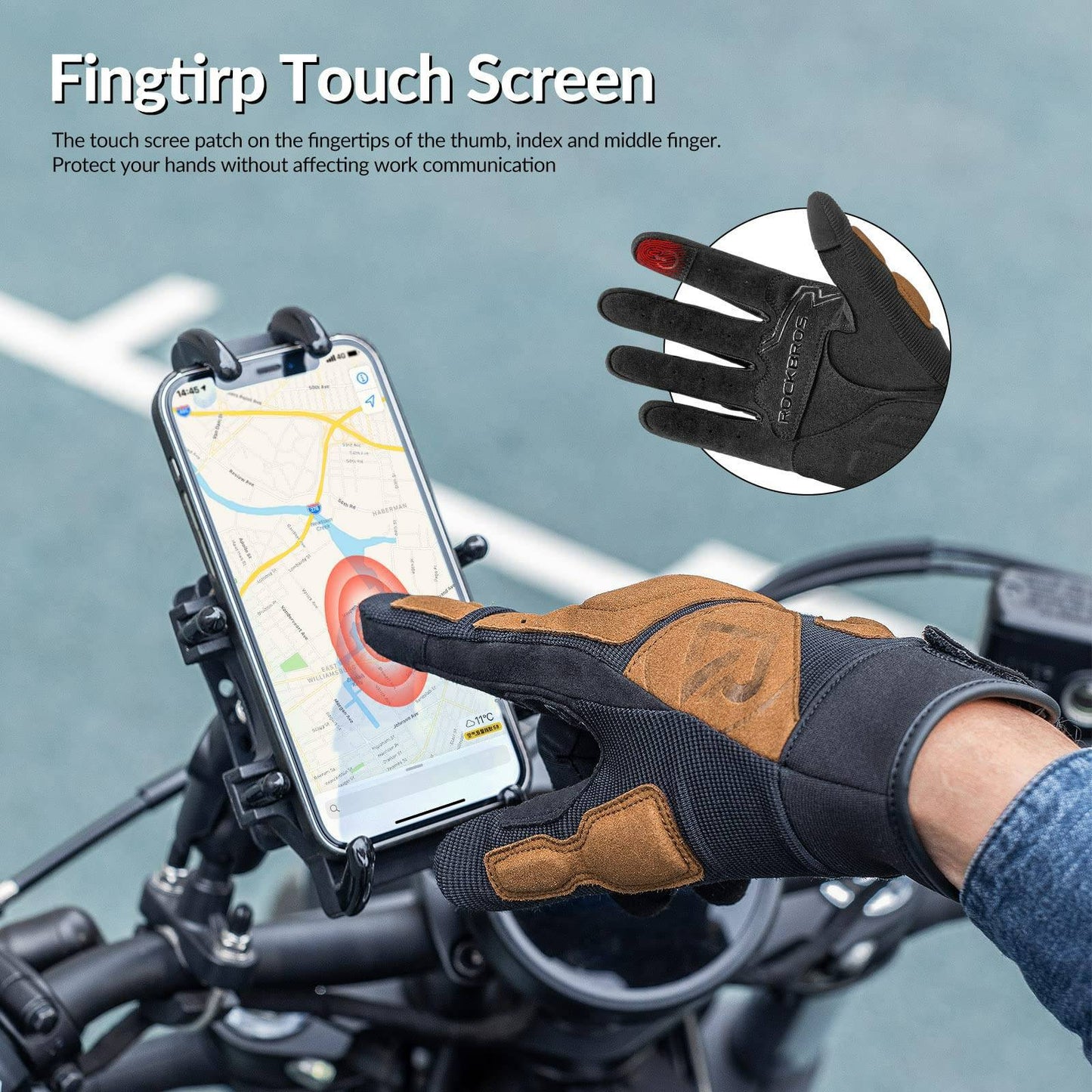 Guantes de motocicleta, resistentes al viento y con pantalla táctil para hombre, ROCKBROS