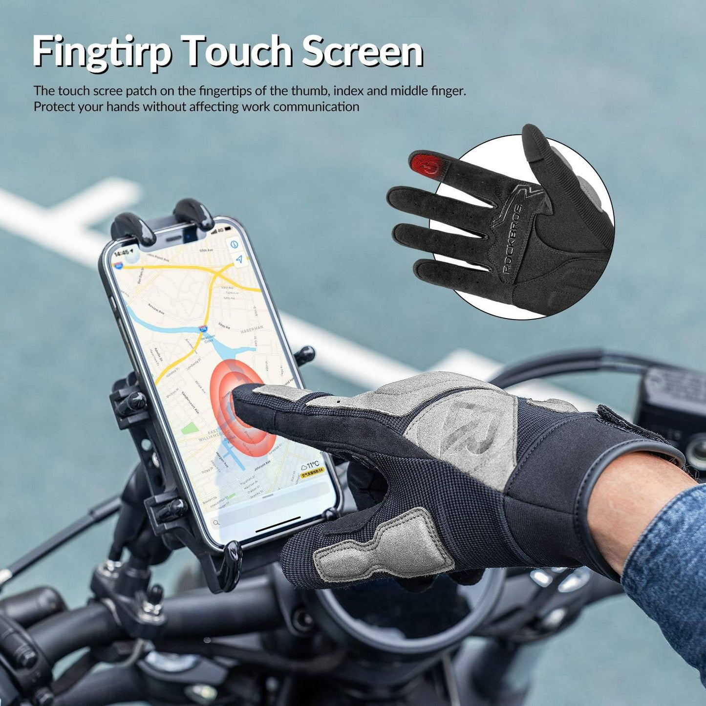 Guantes de motocicleta, resistentes al viento y con pantalla táctil para hombre, ROCKBROS