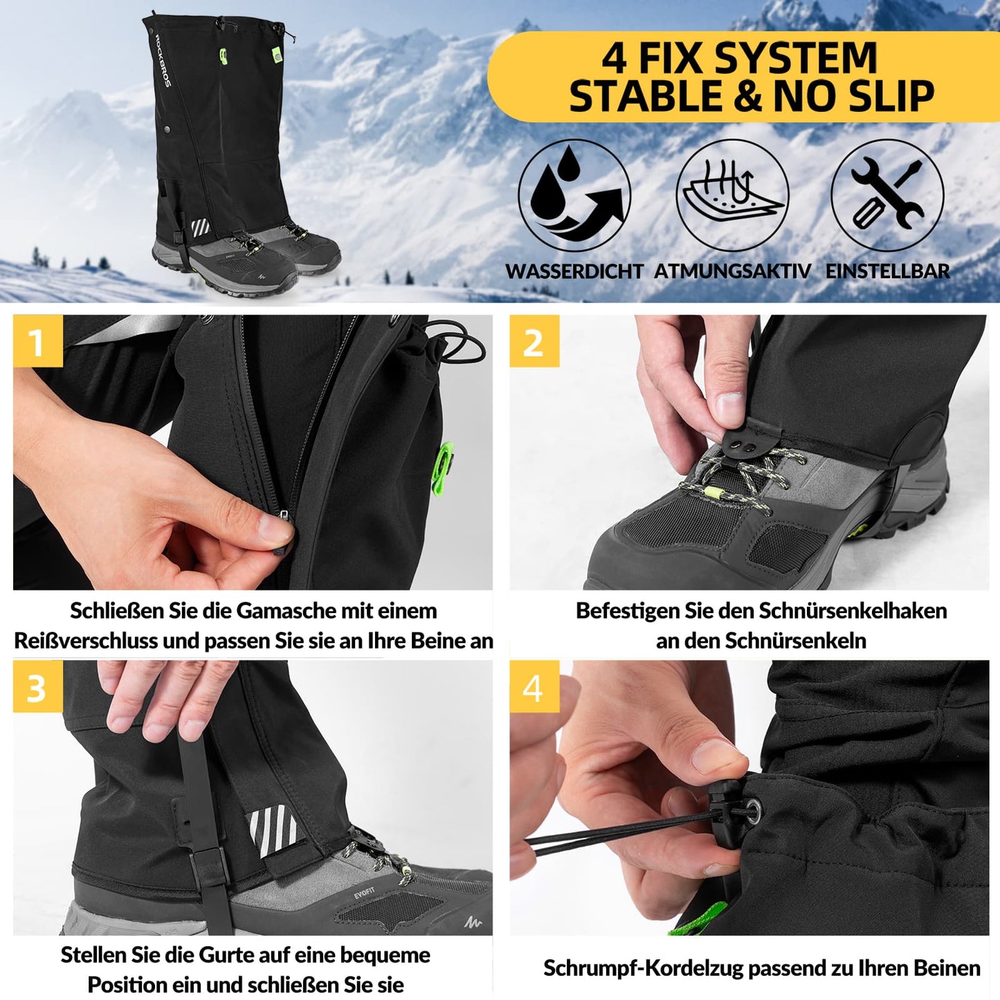 Polainas para exteriores, impermeables y para nieve, para hombre y mujer, ROCKBROS