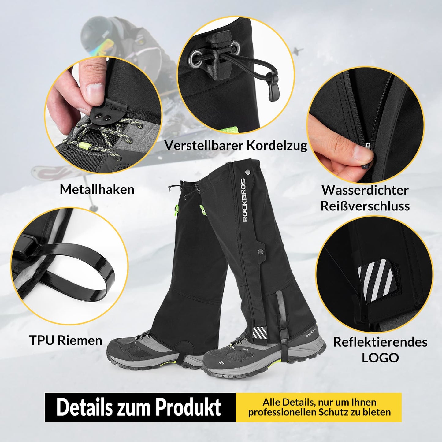Polainas para exteriores, impermeables y para nieve, para hombre y mujer, ROCKBROS