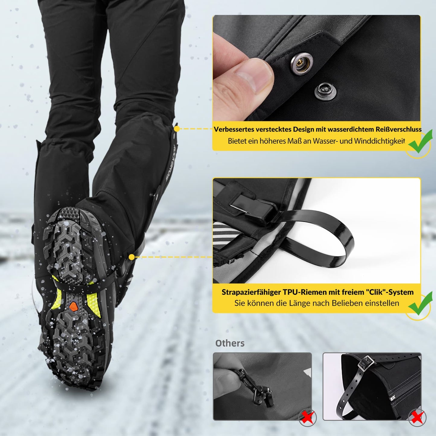 Polainas para exteriores, impermeables y para nieve, para hombre y mujer, ROCKBROS