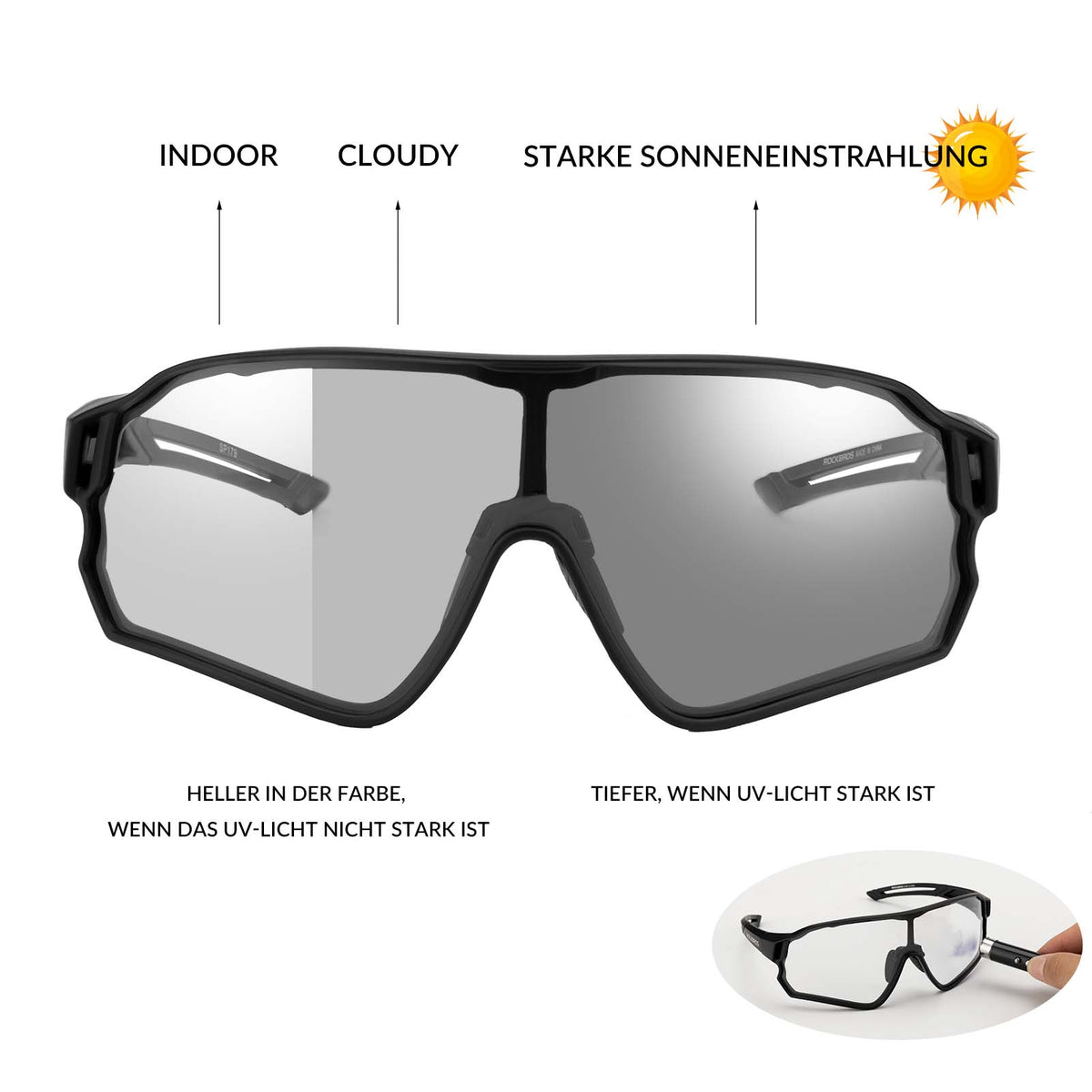 ROCKBROS Gafas de bici dinámicas con filtro solar UV400