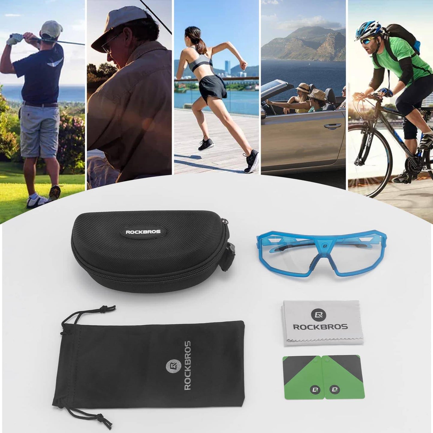 Gafas de sol fotocromáticas protección UV400 gafas de ciclismo unisex azules ROCKBROS