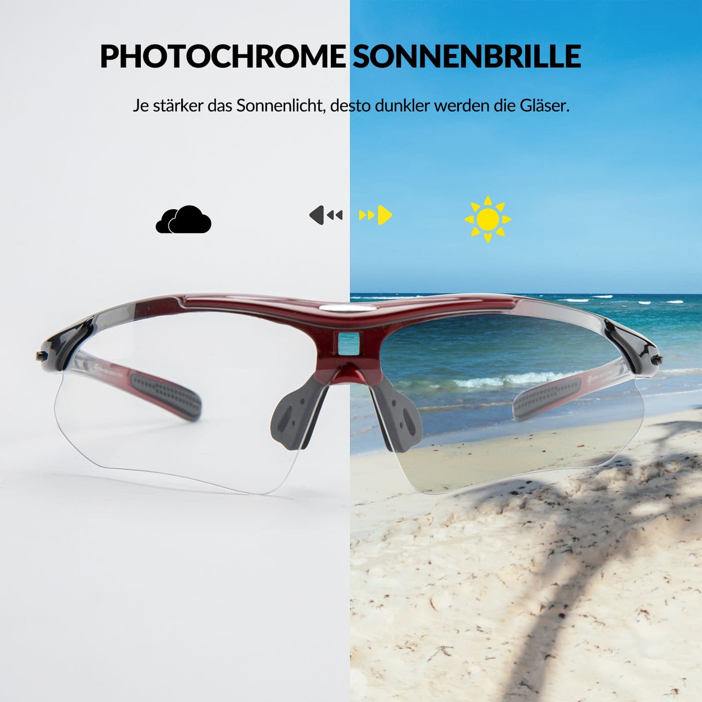 Gafas deportivas fotocromáticas con diadema elástica intercambiable ROCKBROS