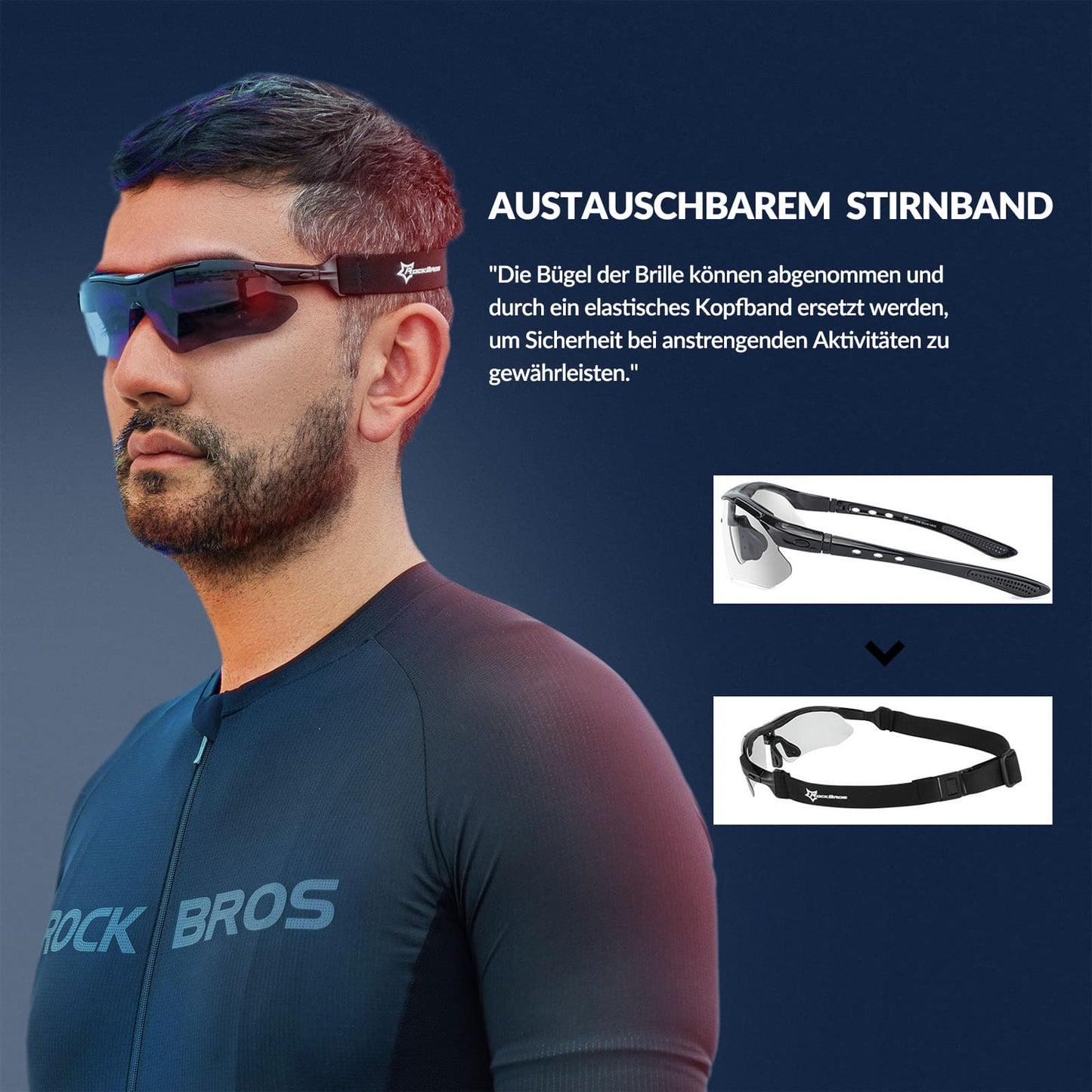 Gafas deportivas fotocromáticas con diadema elástica intercambiable ROCKBROS