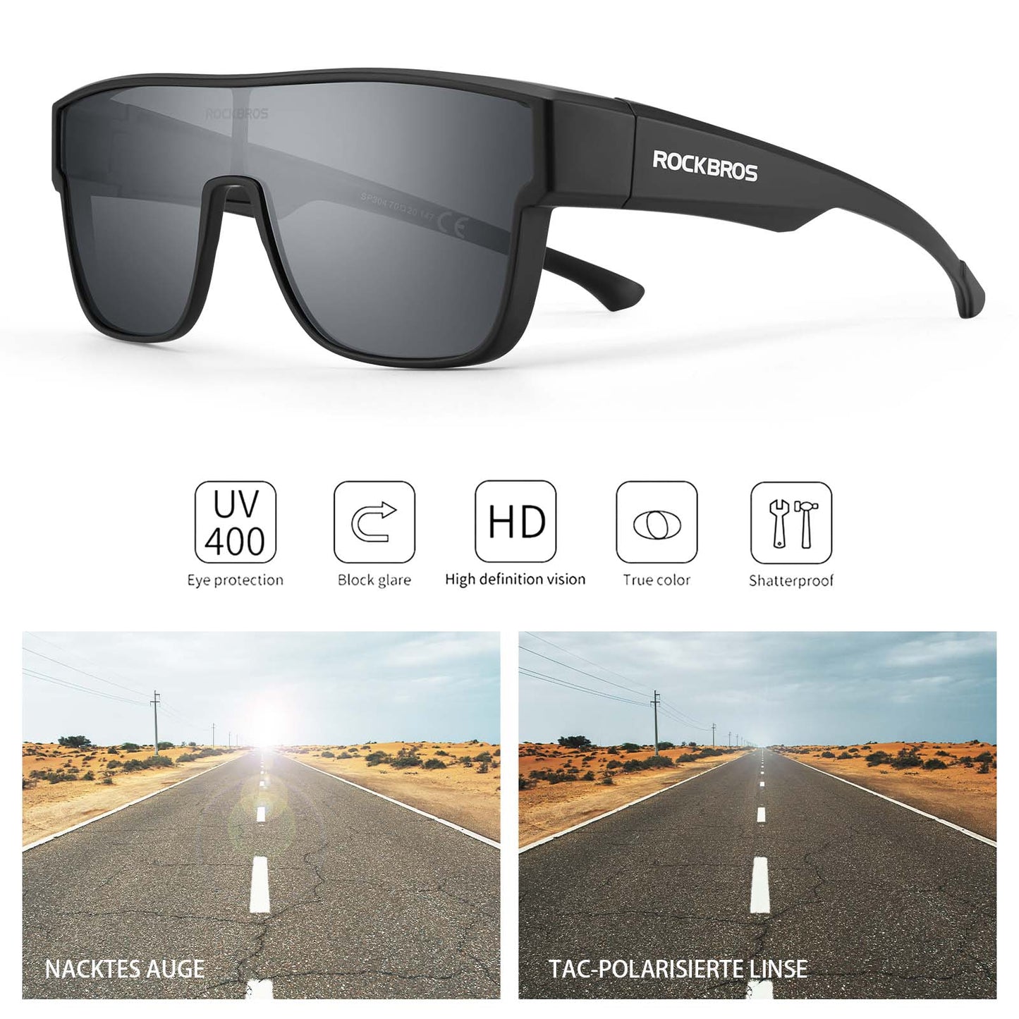 Gafas de ciclismo polarizadas, gafas de visión corta, gafas protectoras, gafas deportivas unisex, ROCKBROS