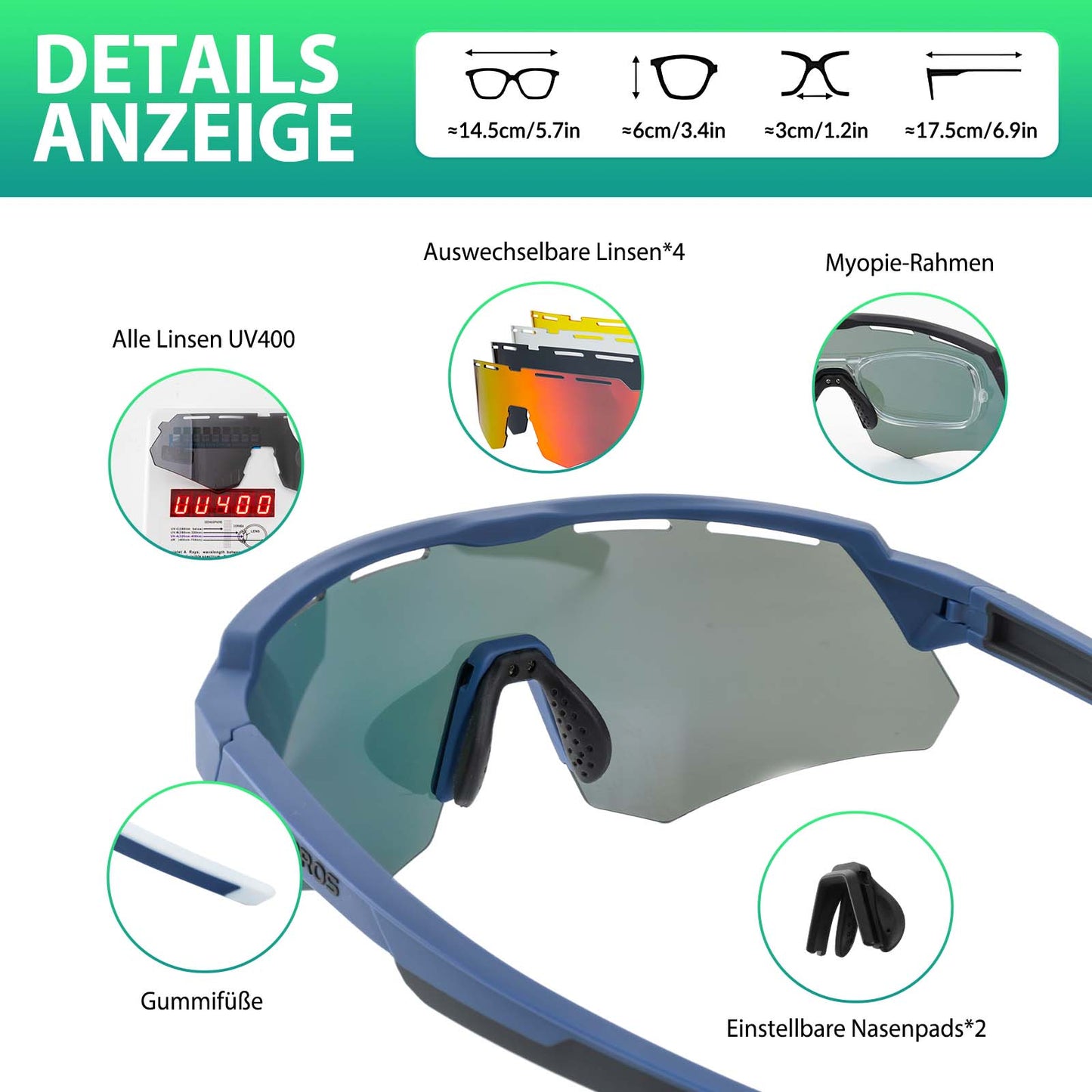 Gafas de ciclismo polarizadas con 4 lentes intercambiables ROCKBROS