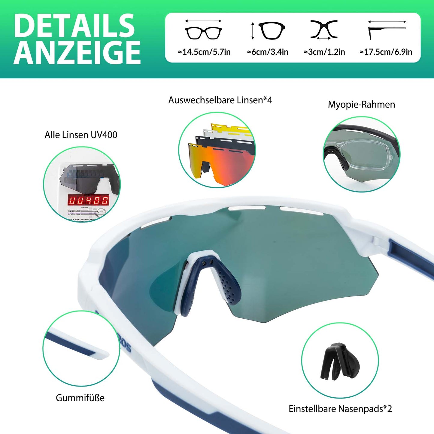 Gafas de ciclismo polarizadas con 4 lentes intercambiables ROCKBROS