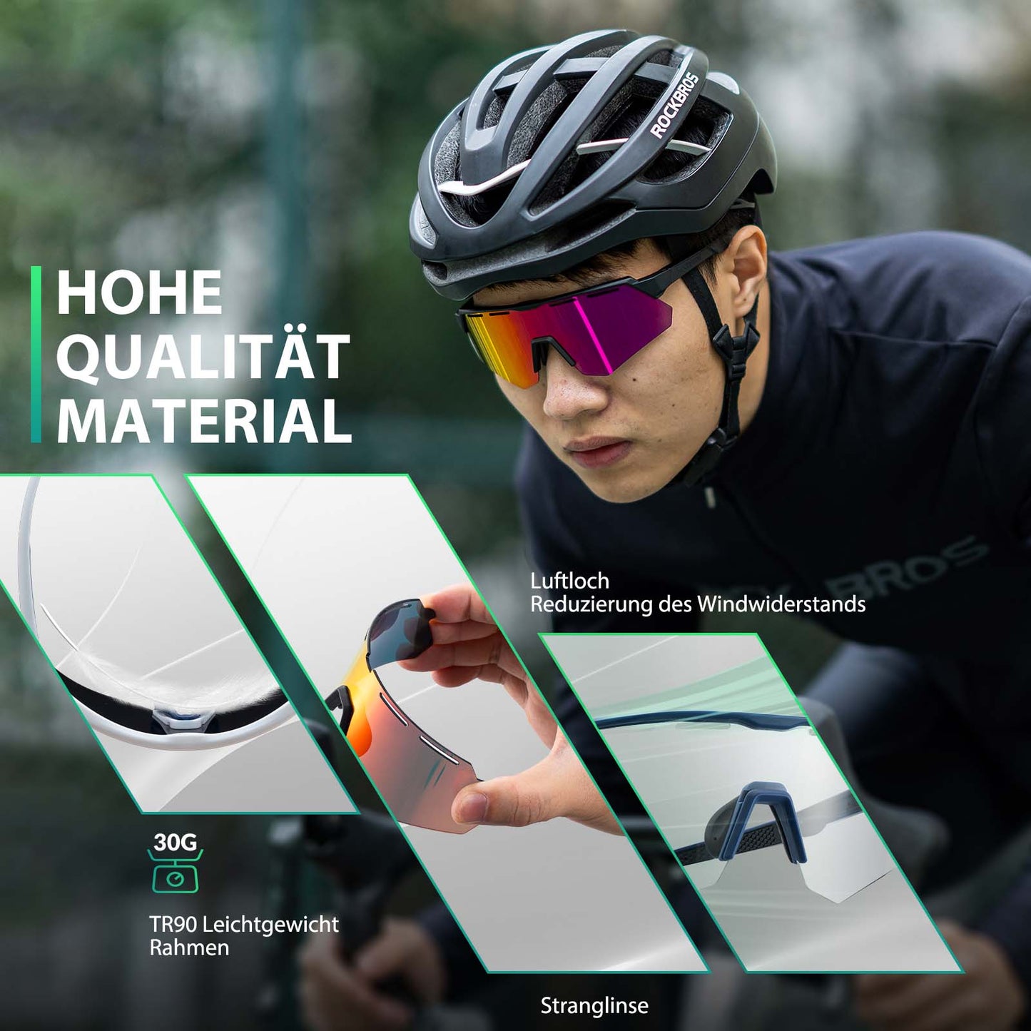 Gafas de ciclismo polarizadas con 4 lentes intercambiables ROCKBROS