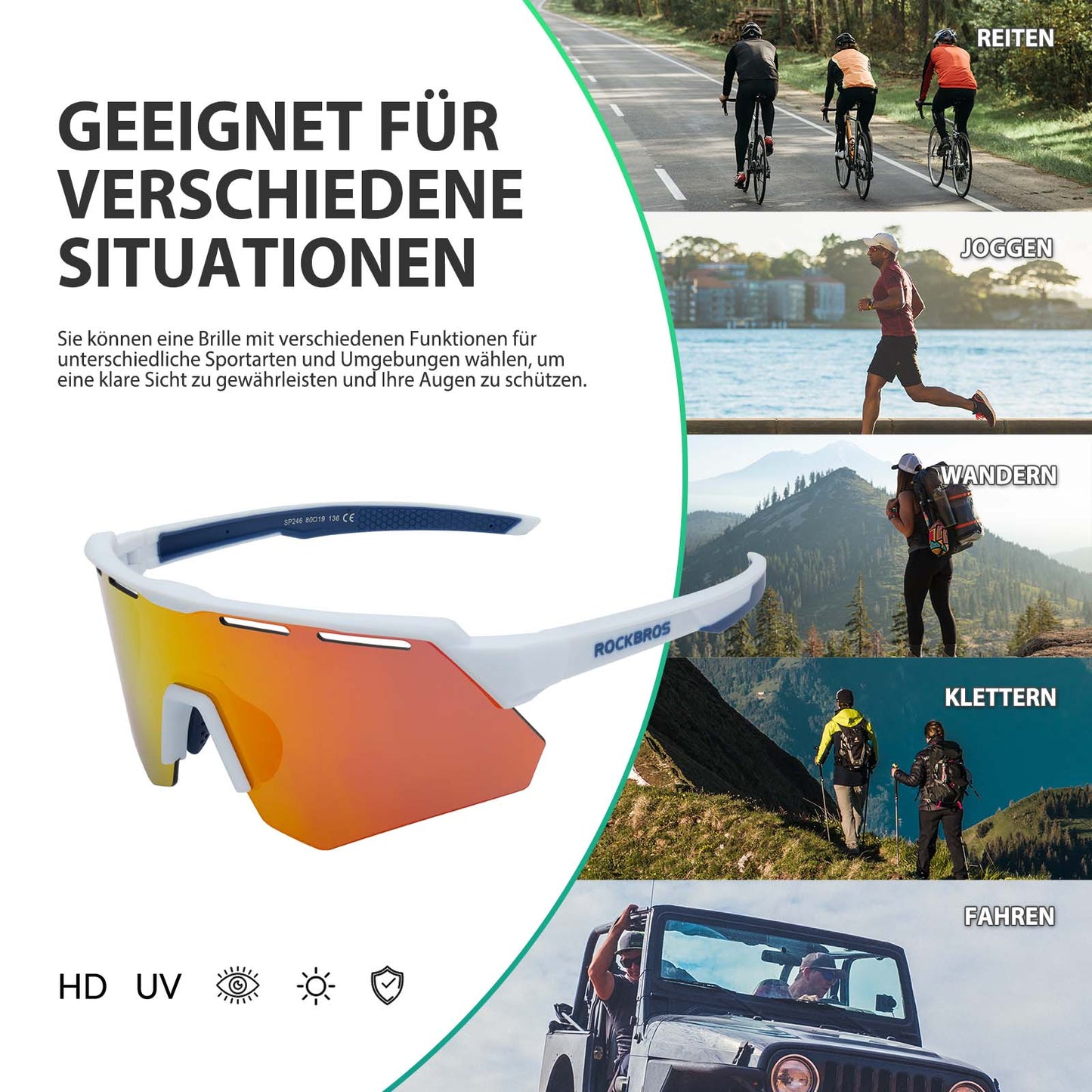 Gafas de ciclismo polarizadas con 4 lentes intercambiables ROCKBROS