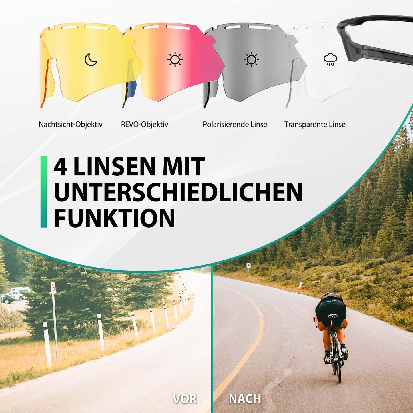 Gafas de ciclismo polarizadas con 4 lentes intercambiables ROCKBROS