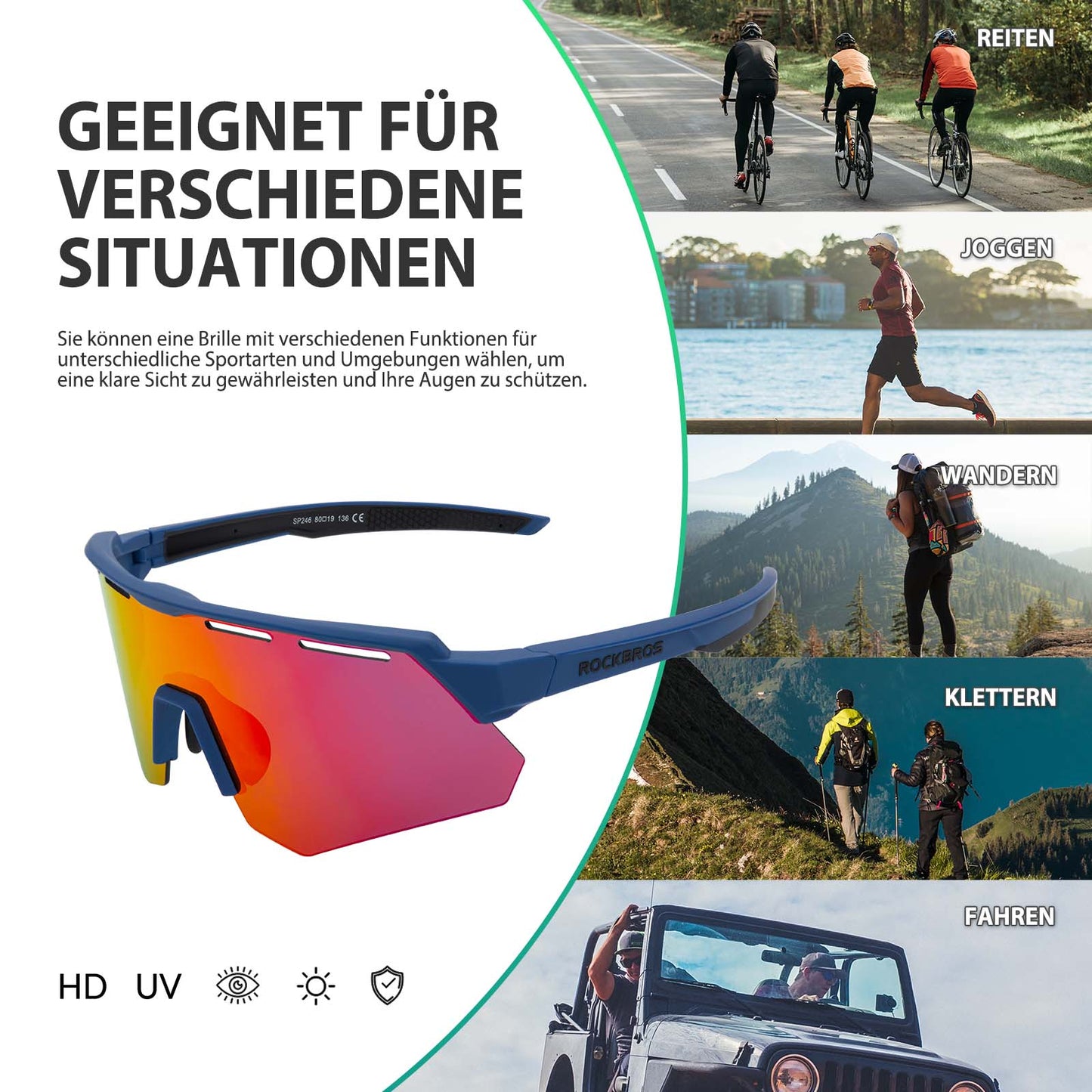 Gafas de ciclismo polarizadas con 4 lentes intercambiables ROCKBROS