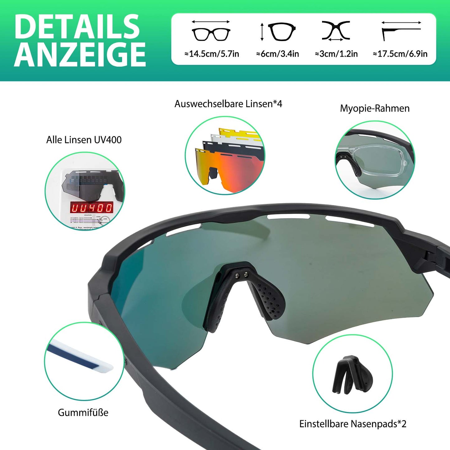 Gafas de ciclismo polarizadas con 4 lentes intercambiables ROCKBROS