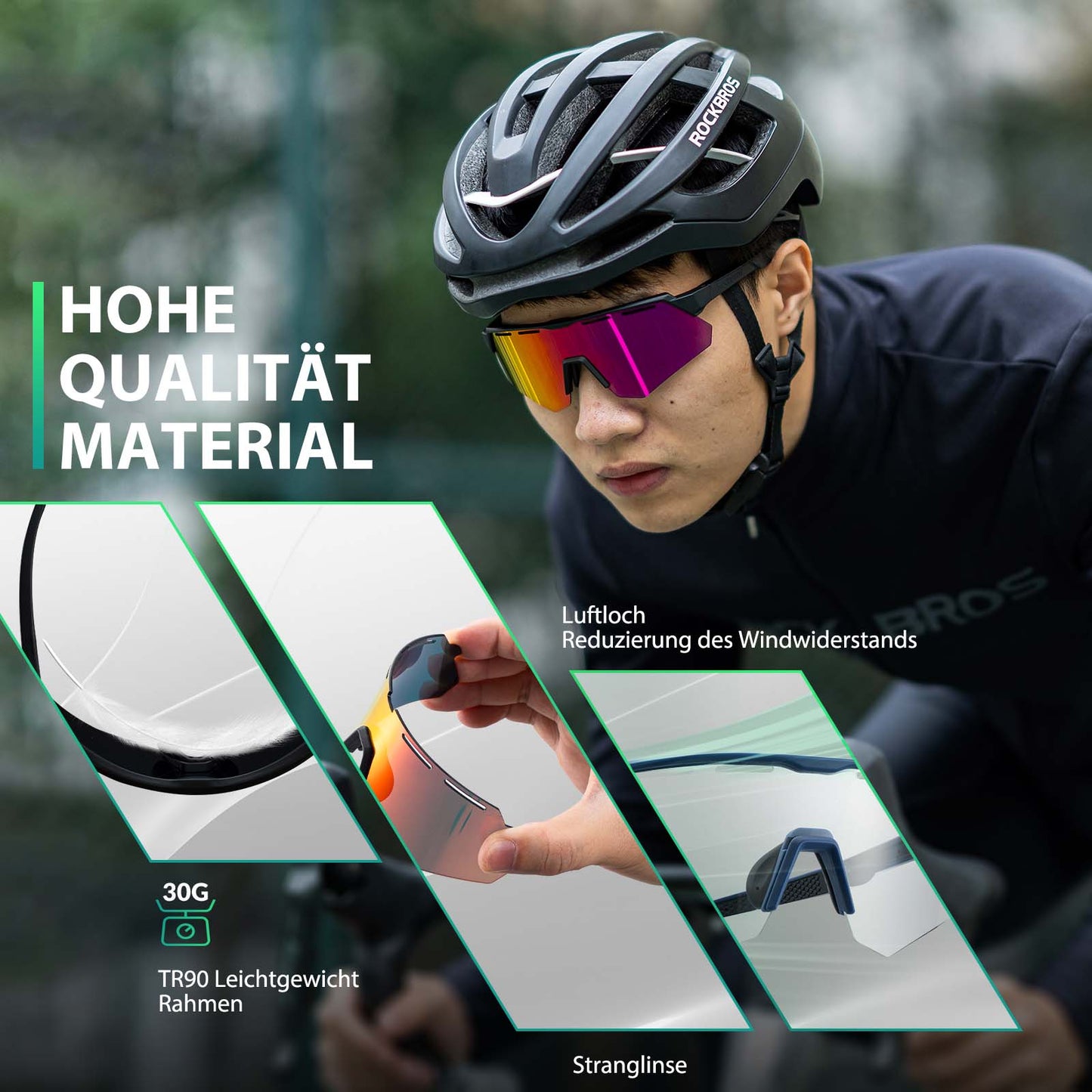 Gafas de ciclismo polarizadas con 4 lentes intercambiables ROCKBROS
