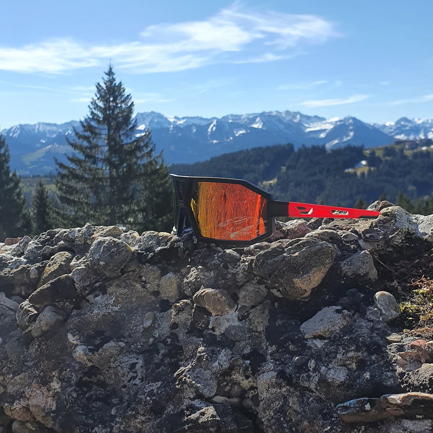 Gafas de sol polarizadas para ciclismo unisex, color negro y rojo, ROCKBROS