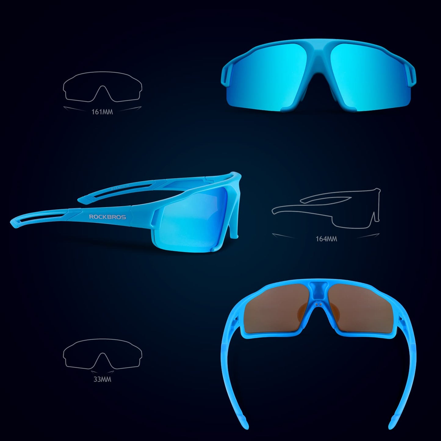 Gafas de sol polarizadas con protección UV400, azul claro, unisex, ROCKBROS