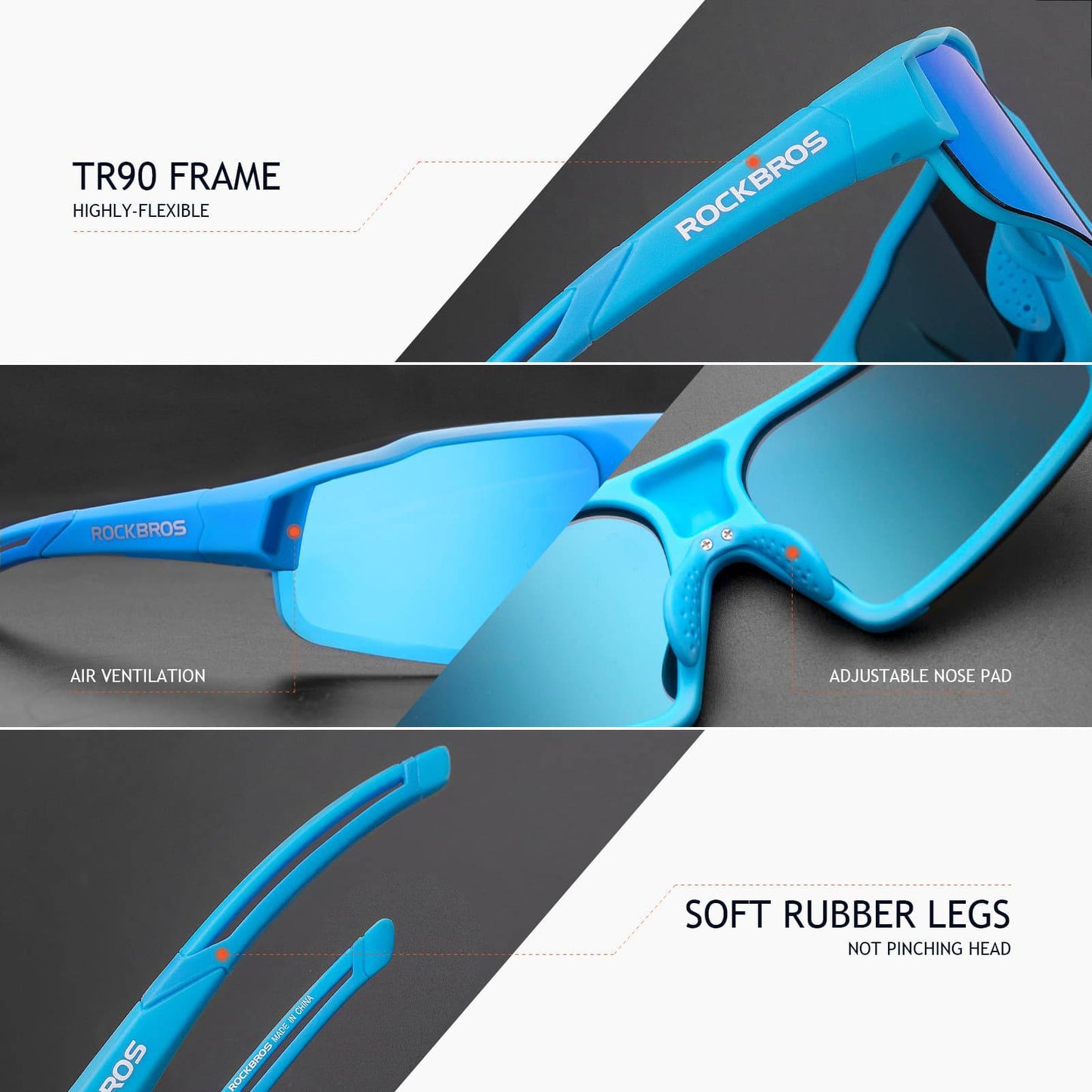 Gafas de sol polarizadas con protección UV400, azul claro, unisex, ROCKBROS