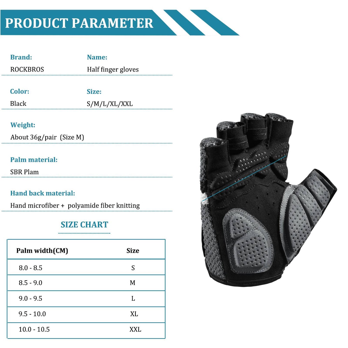 Guantes de ciclismo de medio dedo, guantes de entrenamiento universales, ROCKBROS
