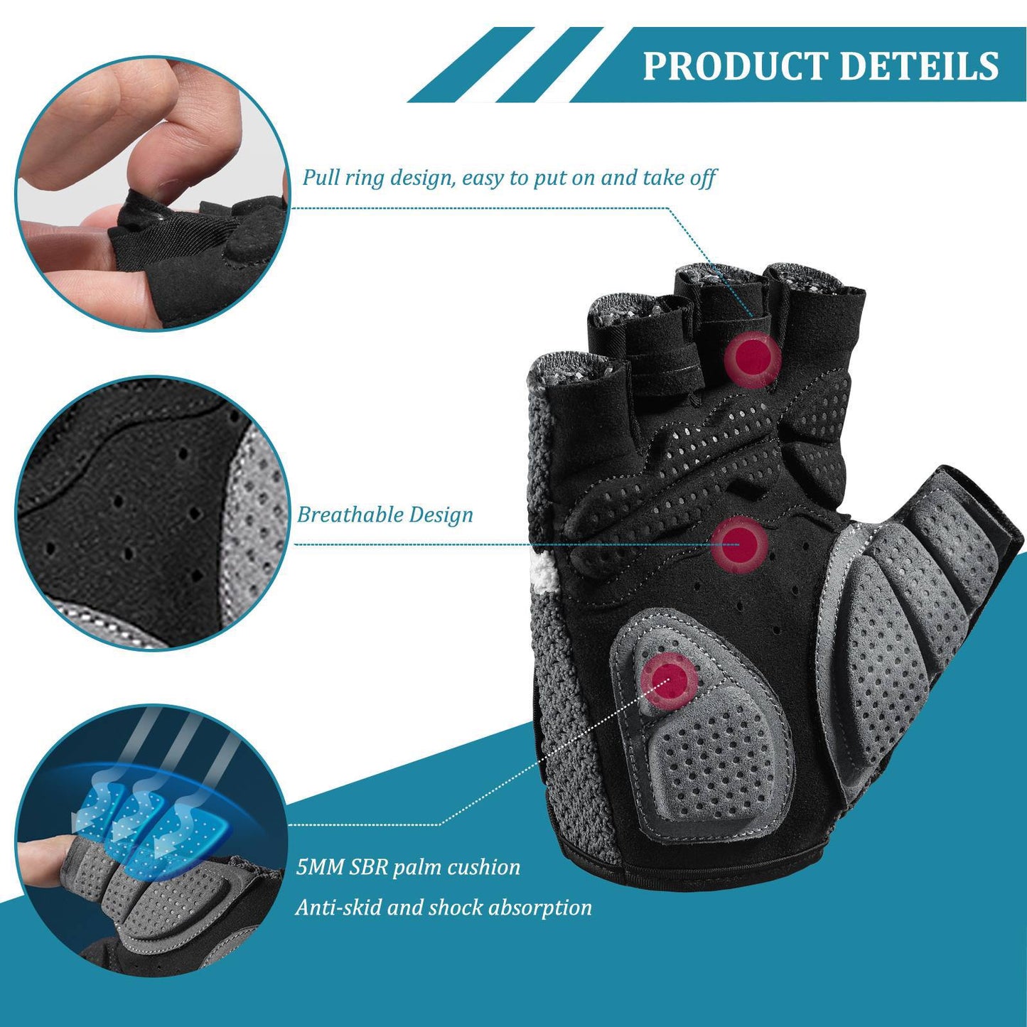 Guantes de ciclismo de medio dedo, guantes de entrenamiento universales, ROCKBROS