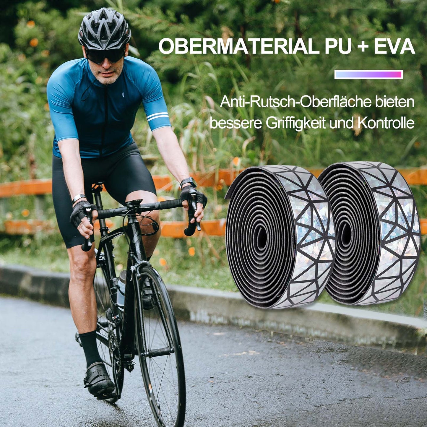Cinta de manillar de bicicleta antideslizante para bicicletas de montaña y carretera, 2 rollos, ROCKBROS